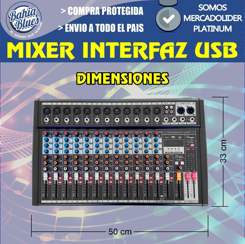 Imagen 5 de 10 de Mixer Consola 12 Canales Interfaz Usb Bluetooth Efectos