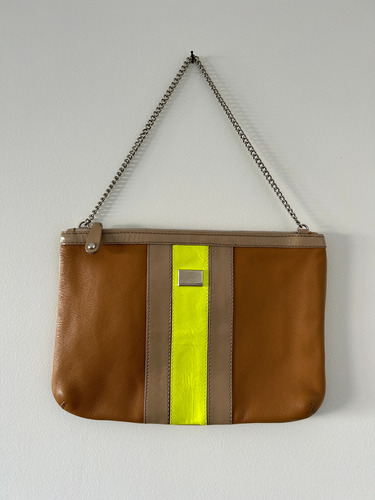 Sobre - Jackie Smith - Cuero Beige Y Amarillo Fluo Beige Níquel (Usado)