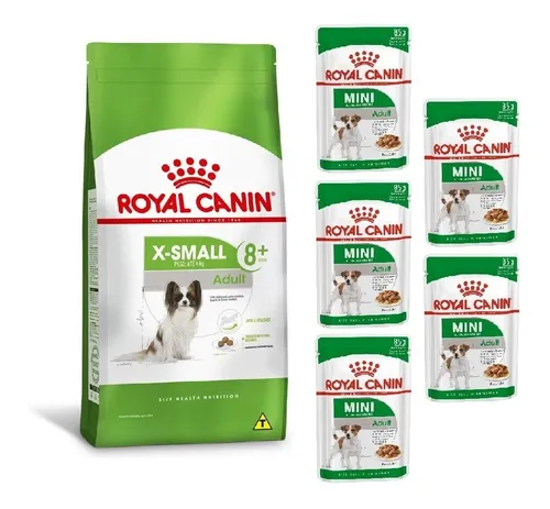 comprar Kit Ração X-small Adult 8+ 2,5kg E 5 Sachês 85g Royal Canin