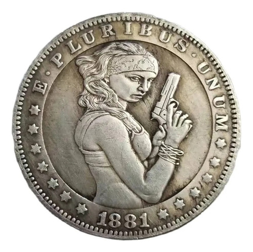 Moneda 1 Dólar Mujer Con Pistola, Hobo Pluribus One Dollar