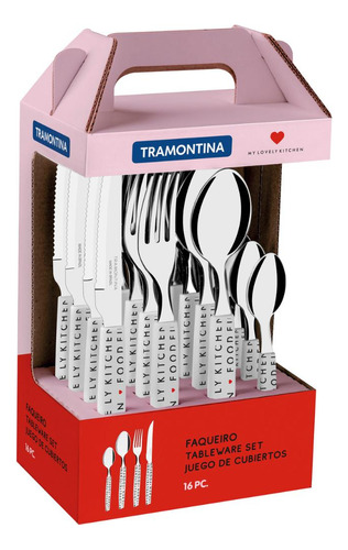 Faqueiro Tramontina 16 Pç Aço Inox My Love Kitchen Branco