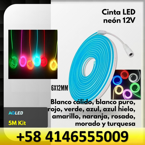 Kit Cinta Led Neon Rgb 5m 12v 6k Ip65 6x12mm + Transformador