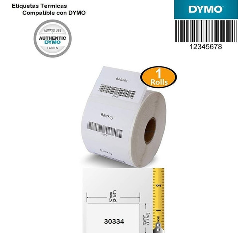 1.000 Etiquetas (rollo) Dymo (30334) Multi-proposito 57 X 32