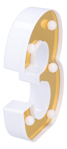 Letrero Led Dorado Número 3 Decorativo Para Bodas