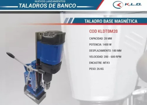 Taladro De Banco 1400w Base Magnética 28mm Kldtbm28 Mt#3 Kld