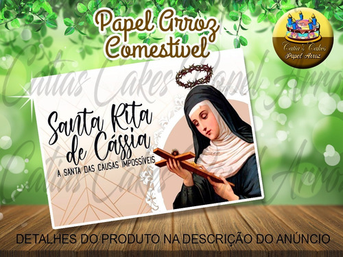 Papel De Arroz Para Bolo Comestível Santa Rita De Cássia