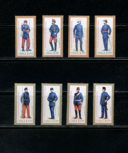 Sellos Post. De Chile. Uniformes Militares De Chile, De 1879