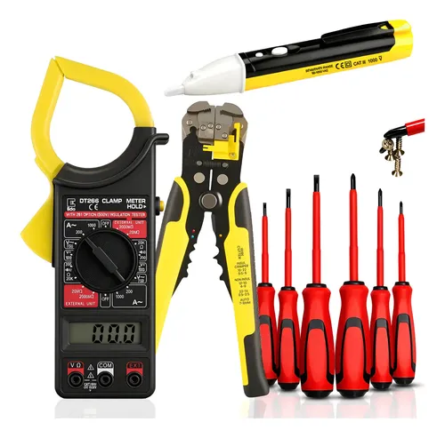 Kit Eletricista Amperímetro Decapador Chaves Detector Tensão