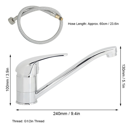 Grifo De Agua G1/2 Pulgadas Con Rosca De Cobre Para Cocina F