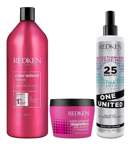 Shampoo 1000ml + Mascarilla + One United Redken Color Extend