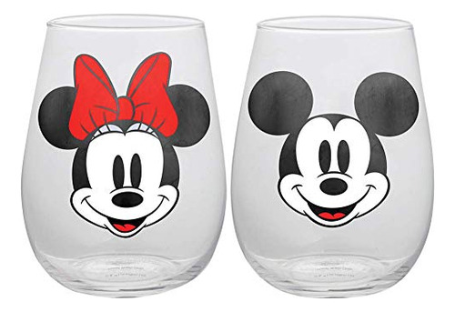 Disney Juego De 2 Copas De Vino Sin Tallo De Mickey Y Minnie