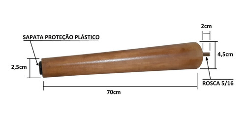 4 Pé Palito 70cm Amendoa Claro Chapinha Chapa Inclinação