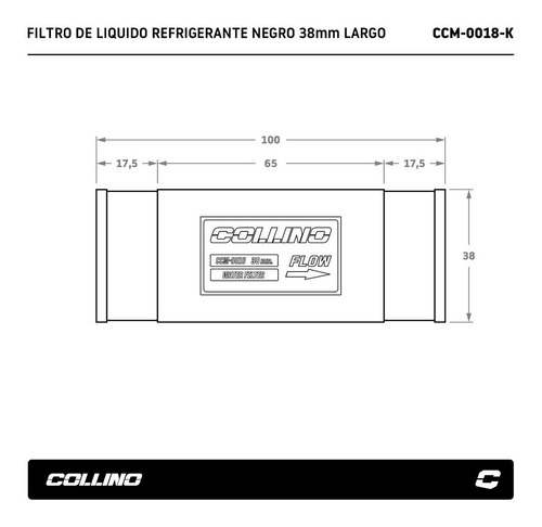 Filtro De Agua Collino 38 Mm Negro Liquido Refrig Radiador
