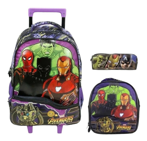 Kit Mochila G Os Vingadores Rodinhas Avengers Xeryus Thanos