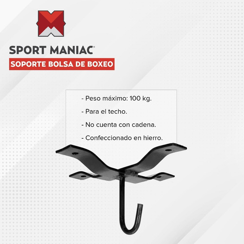 Imagen 2 de 4 de Soporte Bolsa Box Boxeo Para Techo Sin Cadena Sol Fitness