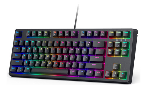 Aukey Teclado Gamer Tkl Mecánico Rgb Y Interruptores Rojos