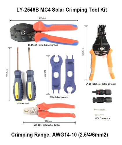 Imagem 2 de 7 de Kit Ferramentas Instalação Energia Solar Mc4 Iwiss + Brinde