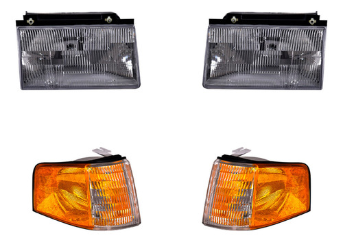 2 Faros Y 2 Cuartos Depo Topaz P/ Ford 1988 - 1991