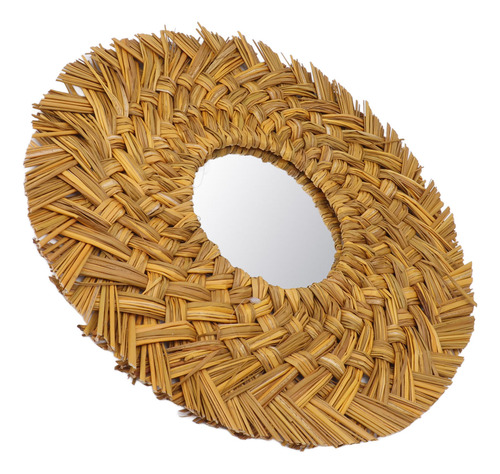 Espejo Tejido De Paja Tejido Para Pared, Retro, Hermoso Para