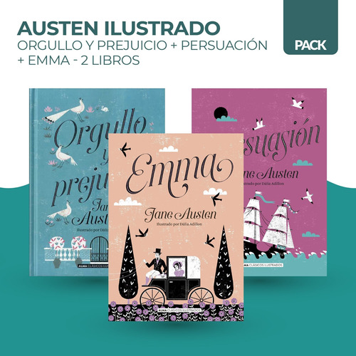 Jane Austen Ilustrados Emma + Orgullo + Persuasion - 3 Libro