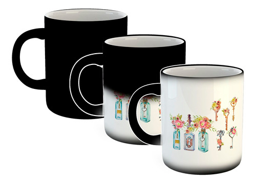 Taza Magica Key Diseño Llaves Flores Art Dibujo