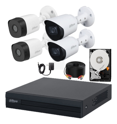 Kit  4 Camaras Bullet 2mp 2 Audio Dvr 1080p Lite Dahua 2tb