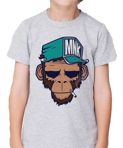 Remera De Niño Skate Mono Monkey Cigarrillo Gorra