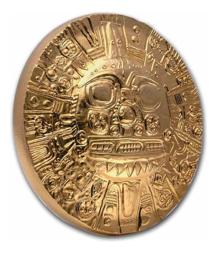 1/2 Kilo De Plata Dios Del Sol Inca 2023 C/ Oro 24k
