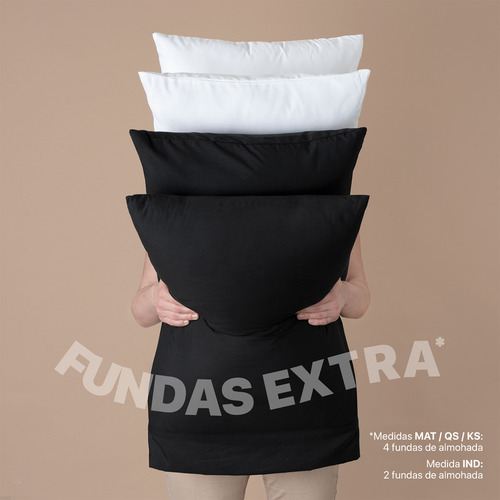 Juego Sábanas King Size + 4 Fundas Almohada Esquimal Negro Y Blanco Liso