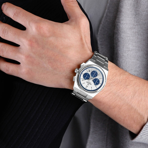 Reloj Cronógrafo De Acero Inoxidable Naviforce Para Hombre Fondo Azul