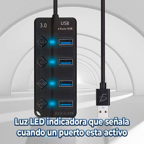 Hub Switch 4 Puertos Usb 3.0 Transferencia Datos Rapida 5gbs