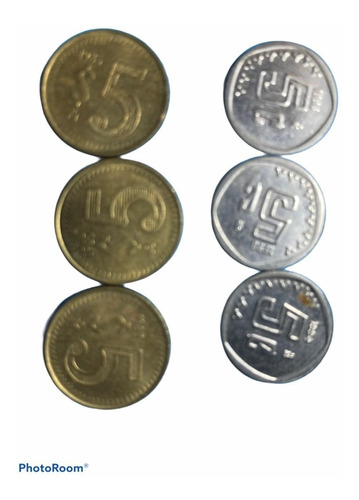 Monedas De 5 Centavos ( 6 Piezas Varios Años)
