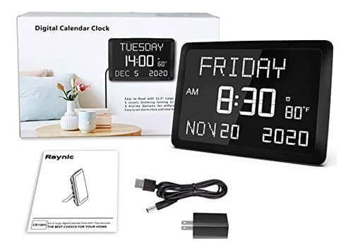 Reloj Raynic, Reloj De Pared Regulable Con Pantalla Led Gran