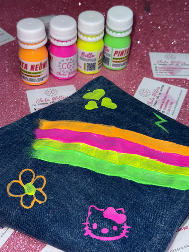 Pintura Neon Textil Tela Madera Vidrio Zapatillas!! Naranja