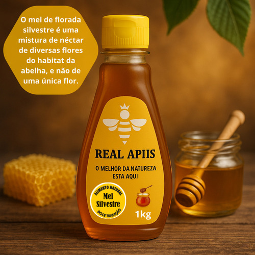 Mel líquido Real Apiis Mel natural orgânico silvestre en bisnaga sem glúten