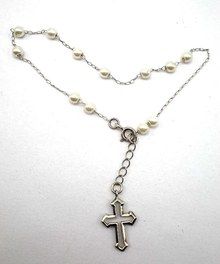 Pulsera Denario Decenario De 925 Con Perlas Naturales