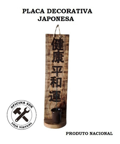 Placa Ideogramas Japoneses Decorativa Incensário - Artesanal