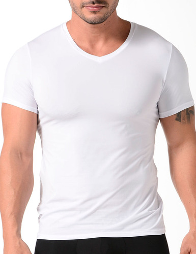 Camiseta Cuello V Manga Corta Microfibra (3987)