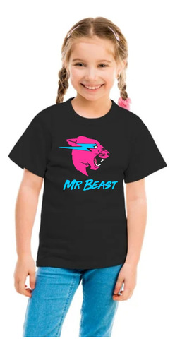 Playera Mr Beast Para  Niñas Rosa