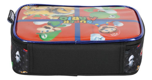 Mochila Costas Super Mario Infantil Estojo Box 100 Pens Cor Vermelho