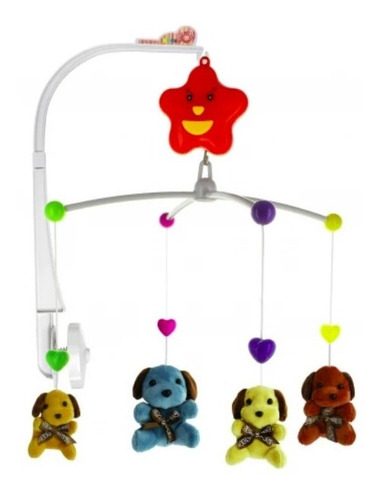 Imagen 2 de 2 de Colgante Musical Movil Para Cuna Bebe Con Perritos Peluche