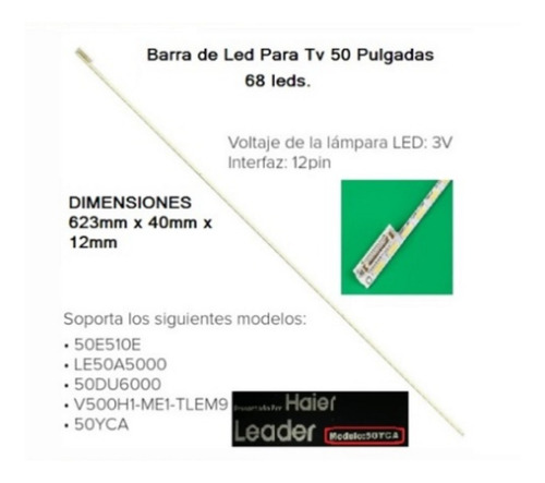 Imagen 2 de 2 de Barra Led Tv 50/55 Pulgadas Ca-55'-610-7020