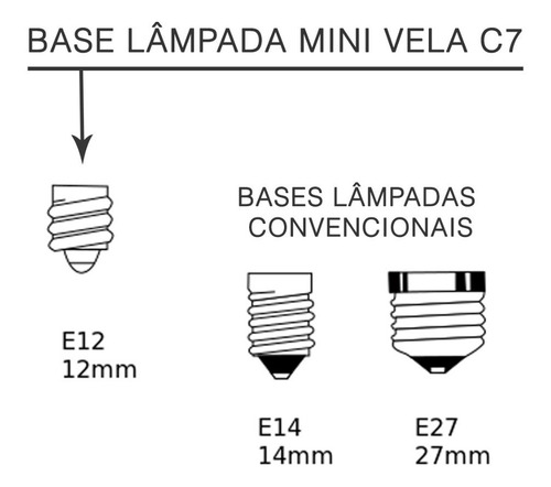 16 Lâmpadas Mini Vela C7 7w 220v Rosca E12 Am, Az, Vd, Vm