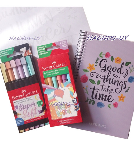 Pack Lettering Faber Castell Cuaderno Y 6 Marcadores Lf8