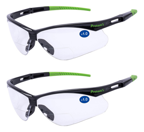 Protectx Bifocal Reading Safety Glasses 1.0 Diopter, Eye Pro