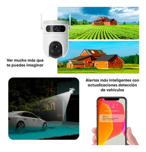 Cronos Kit Cámara Ezviz H9c-256-protec + Esctructura Metalica + Micro Sd 256gb Cámara Pt Doble Lente 10 Mp H9c Detección Humana Y Vehiculo Vision Nocturna A Color