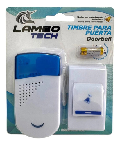 Timbre Inalámbrico Fácil Instalación + pila + 100 metros