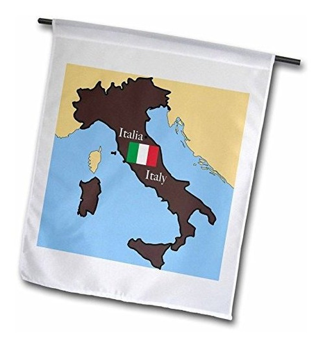 3drose Fl_37591_1 El Mapa Y La Bandera De Italia Con Italia 