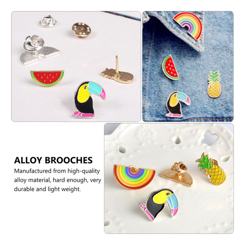 Broches Con Forma De Sandía Y Tucán, 4 Unidades Y