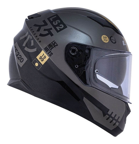 Capacete Ls2 Ff320 Stream Sukeban Preto Titanio Dourado Cor Preto/titanio/dourado Tamanho do capacete L/G (59/60)